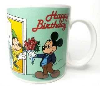 Disney Mickey Mouse Coffee Mug Happy Birthday Cup Minnie Applause Walt 1987