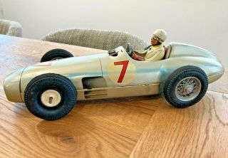 TIPPCO,  VERY RARE MERCEDES W196 RACING CAR,  FRICTION,  TIN TOY,  GERMANY,  37cm 4
