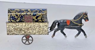 Unusual Embossed Tin American Horse Drawn Cart.