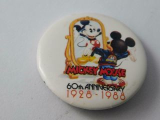 Mickey Mouse 60 Th Anniversary 1928 1988 Button Walt Disney Pin Back Cartoon