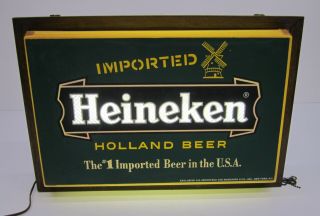 Vtg Imported Heineken Holland Beer Lighted Advertising Bar Sign 19 " Pub Man Cave