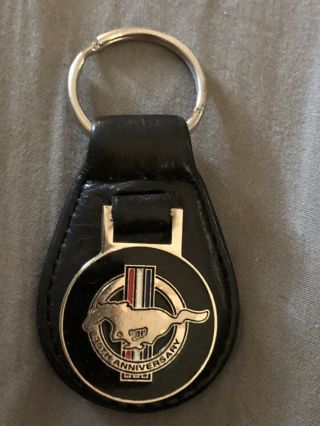 Ford Mustang 35th Anniversary Leather Keychain Euc