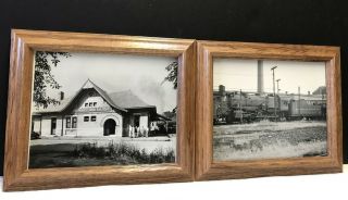 2 Vintage 8 X 10 The Pennsylvania Railroad Photographs Framed Depot And Train