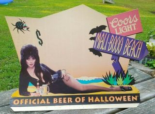 Orig 1993 Elvira & Coors Beer Mali - Boo Beach Cardboard In - Store Counter Display