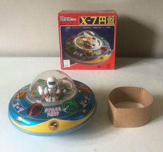 Modern Toys (japan) X - 7 Space Ship Flying Saucer Tinplate Battery Operated