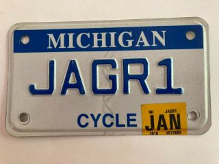 2010 Michigan Vanity Motorcycle License Plate Jagr1 Jaguar Harley Honda Yamaha