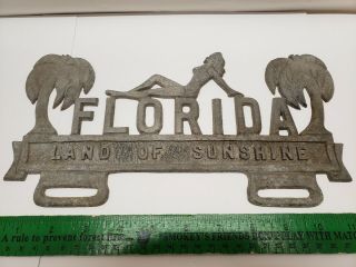 RARE Vintage SWIMSUIT BEAUTY FLORIDA ALUMINUM LICENSE PLATE TOPPER 2