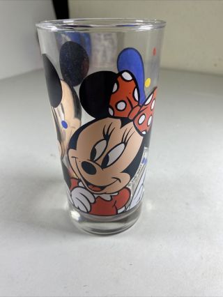 Vtg Mickey And Minnie Walt Disney Drinking Juice Glass And Donald Vintage 5.  5”