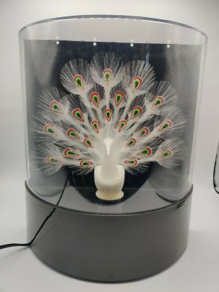 Vtg Fiber Optic Peacock Color Changing Light Up Quickiny Industries