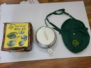 Vintage Girl Scout Mess Kit With Carry Bag
