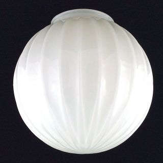 Mcm Mid Century Modern White Glass Globe Light Shade Retro Vintage Ribbed T838