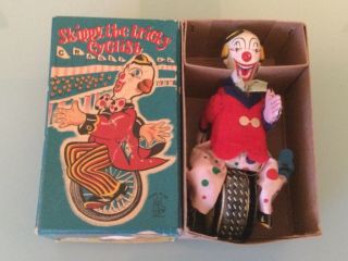 Skippy The Tricky Cyclist Tin Windup Japan Crown Toy Mechanical T.  P.  S