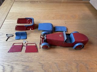 Rare 1933 Meccano No 1 Constructors Car In Red With Accessories.  Steers &