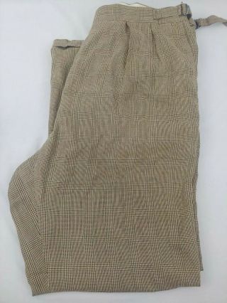 VINTAGE Polo Ralph Lauren Made in Italy - Pleated Cuffed Flax Wool Pants - 42x34 2