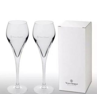Veuve Clicquot Crystal Champagne Glass Flutes X 2 Boxed