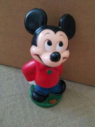 Vintage Mickey Mouse Club Piggy Coin Money Bank 1970 Play Pal Plastic 11 "