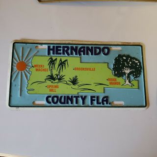Vintage Metal Florida Vanity License Plate Hernando