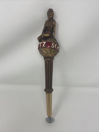Vintage Schlitz Beer Lady On The Earth Gold Globe Goddess Tap Handle 1970s 12 "