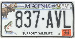 2014 Maine Support Wildlife License Plate 837 - Avl