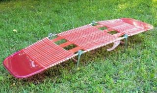 VTG Red/Clear Chaise Lounge Vinyl Plastic Tubing Tri Folding Lawn Chair NO RUST 3