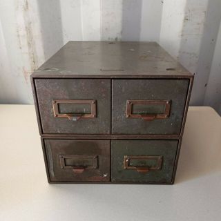 Vintage General Fireproofing Co 4 Drawer Metal Card File Cabinet
