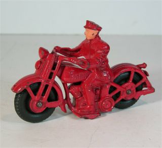 1930s Cast Iron Hubley Police Patrol Motorcycle In Fantastic Paint 6.  5 "
