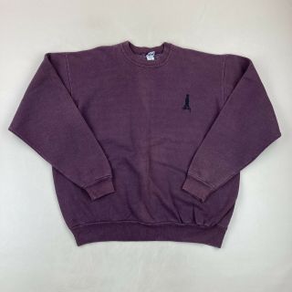 Vintage Distressed Stussy Maroon Sweatshirt Logo Usa Made Size Xl