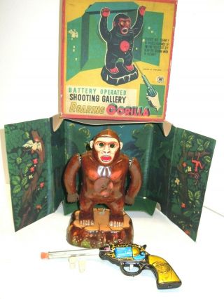 1958 Japan Tin Battery Op Multi - Action Roaring Gorilla W/box.  Complete.  A, .