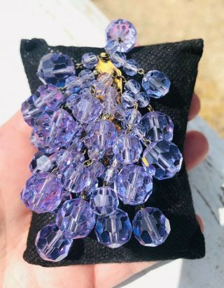 Large Color Change Alexandrite Crystal Beaded Waterfall Brooch Vintage Jewelry