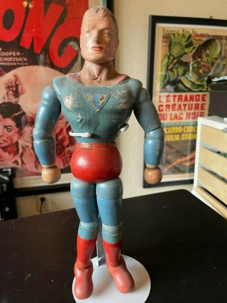 Rare Vintage 1940 Ideal Superman - - (composition And Wood Doll)