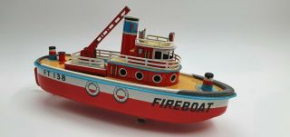 Tin Toy Marusan Battery Operated Fire Boat (display/repair)