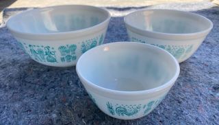 Vintage Pyrex Butterprint Amish Nesting Mixing Bowls Set Of 3 401 402 403 Usa