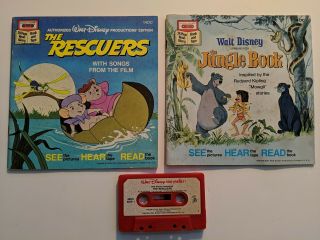 Walt Disney Storytellers The Rescuers & The Jungle Book - 2 Books And 1 Cassette
