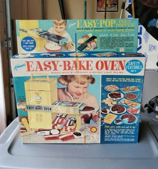 Vintage 1964 Kenner Easy Bake Oven Blue Box Insert Corn Popper Complete