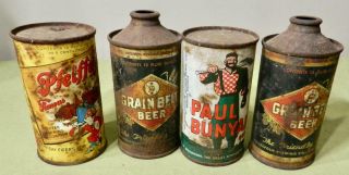 Vintage Grain Belt Cone Top Beer Can Paul Bunyan Flat Top Beer Can Pfeiffer 