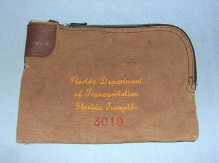 Vintage Florida Department Of Transportation Turnpike Cash Bag