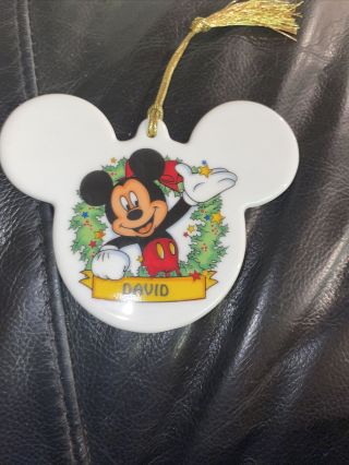 Vintage 2002 Walt Disney World Mickey Mouse Ceramic Christmas Ornament David