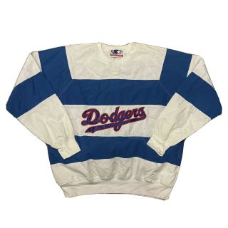 Vtg Starter 80s La Los Angeles Dodgers White Blue Script Sweatshirt Xl Baseball