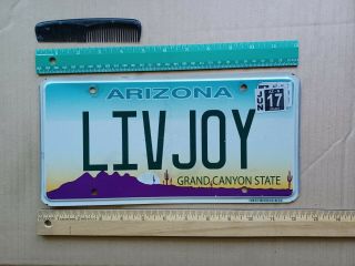 License Plate,  Arizona,  Vanity: Liv Joy,  Live (a Life Of) Joy,  Peace Love Hope