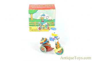 Linemar Marx Tin Litho Windup Disney Donald Duck “mechanical Tricycle Bell W/box