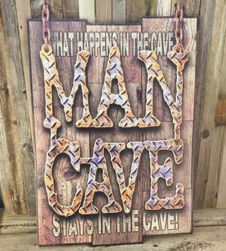 What Happens In The Man Cave Stay Embossed 27 " Large Metal Tin Sign Man Cave