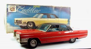 1965 Cadillac De Ville 26” (66 Cm) Japanese Tin Car By Toy Nomura Nr