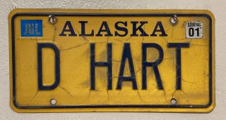 Vintage Alaska Personalized Vanity License Plate “d Hart” Expired July 2001