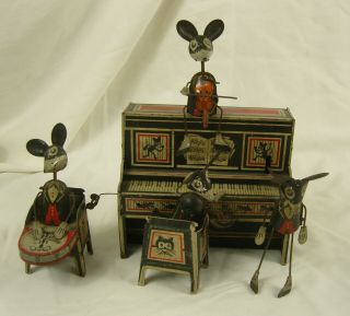 Vintage Marx Merrymakers Clockwork Tinplate Mouse Band