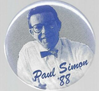 Paul Simon For President 1988 Political Campaign Pin