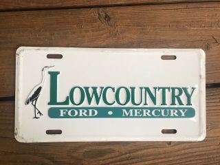 Vintage Aluminum Dealership License Plate Ford Mercury Lowcountry South Carolina