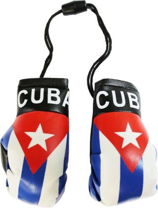 Cuba Flag,  Hanging " Mini Boxing Gloves "