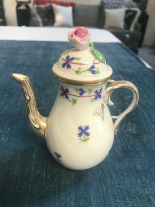 Vintage Rare 5 " Herend Blue Garland Miniature Mini Coffee Pot Teapot