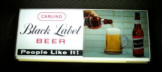 Vintage Carling Black Label Beer People Like It Lighted Bar Sign 24.  3 X 10.  4