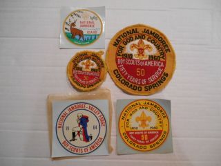 Two Vintage Boy Scouts Of America National Jamboree Patches & 3 Decals 1960 